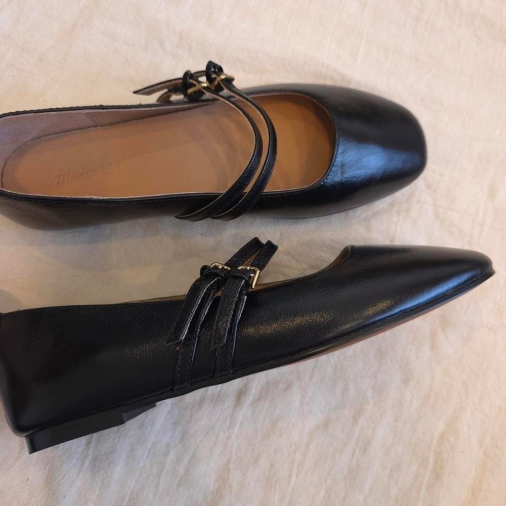 Madewell The Greta Double-Strap Ballet Flat - Size 6.5/ True Black/ (NX543) - Picture 6 of 8